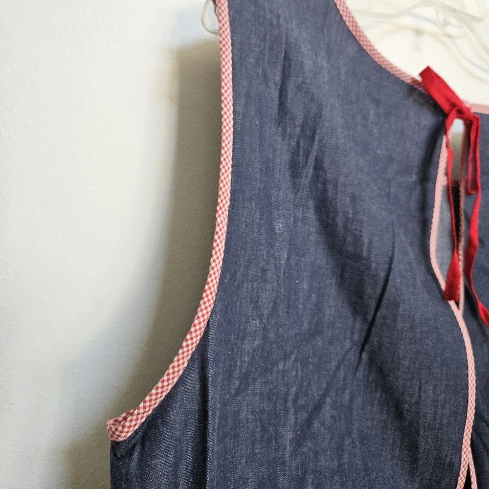 Women's Vermont Country Store Large Open Tie Back Lagenlook Apron Cottagecore
